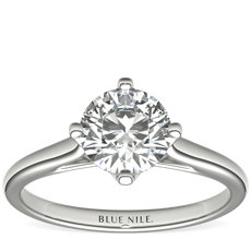 East-West Solitaire Engagement Ring in 14k White Gold